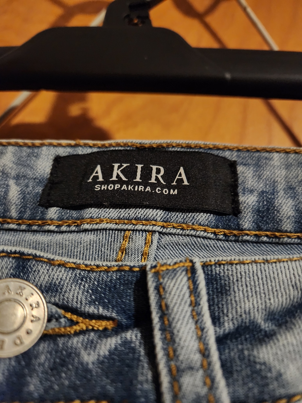 AKIRA Light Wash Wide Leg Jeans with Studded Hem - Picture 4 of 5